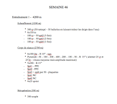 entraînement de natation
