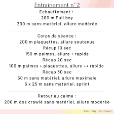 entraînement natation